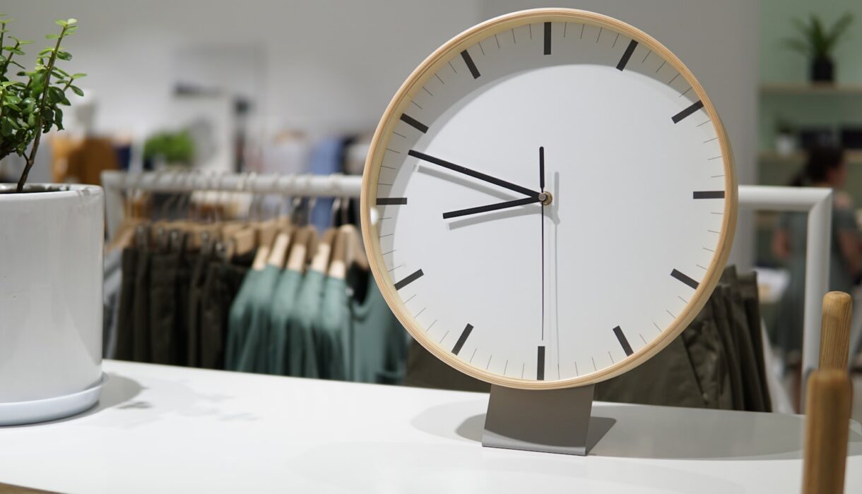 A wall clock marking the passing hours
