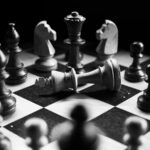 A chess board mid-game