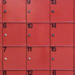Rows of red lockers numbered one to twenty