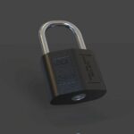 A closed padlock on a black surface