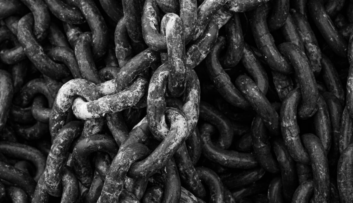 Heavy metal chains stacked together